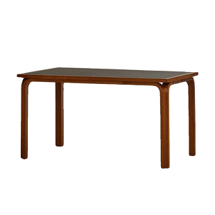 侘寂风实木复古长方形黑色岩板餐桌日式 中古小户型简约原木饭桌子