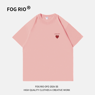 RIO原创设计师重磅潮牌2024新款 FOG 休闲半截袖 短袖 T恤男女情侣装