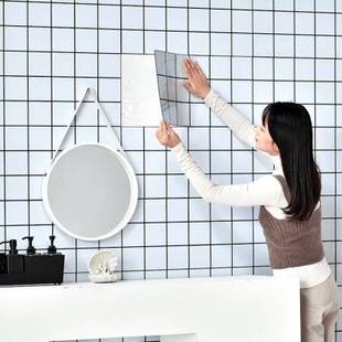 PVC自粘墙贴仿瓷砖地板革店面格子墙纸卫生间翻新防水毛坯房壁纸