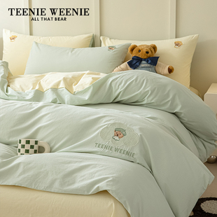 TeenieWeenie小熊全棉刺绣四件套纯棉被套床单单人床上用品三件套