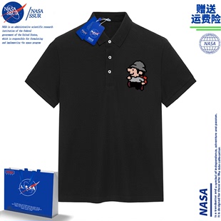 NASA联名官网旗舰店Polo衫 短袖 潮流速干翻领情侣印花上衣 男士 夏季