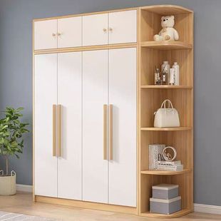 衣柜实木质对开门简约北欧风家用卧室经济型衣橱成人简易板式 衣柜