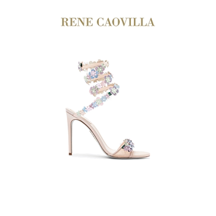 新品 ROXANNE系列水钻蕾丝花卉女士高跟凉鞋 RENE CAOVILLA