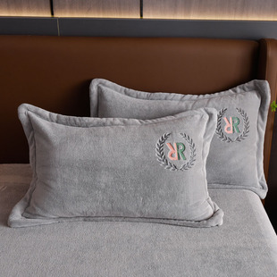 珊瑚绒枕套一对装 简约北欧纯色水晶牛奶绒单人枕头套枕芯套内胆套
