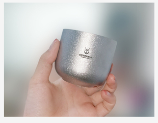 Silverant银蚁纯钛茶杯双层防烫户外家用轻质便携茶具冰花主人杯
