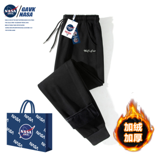 子女士冬季 卫裤 NASA GAVK裤 2022加绒加厚束长裤 子修身 运动情侣款
