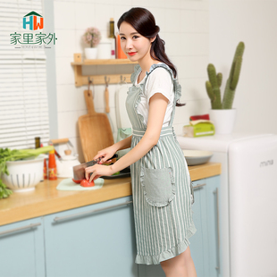 韩版 纯棉可爱成人罩衣女工作服大人围腰定制 围裙家用厨房防水时尚