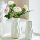 高级感奶油陶瓷花瓶鲜花水培插花摆件客厅餐厅干花装 饰品简约现代