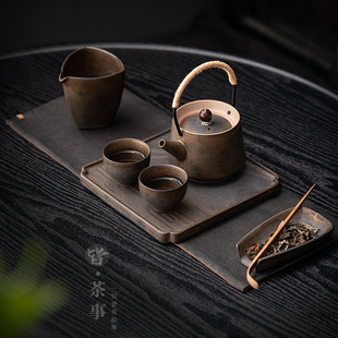 鎏金陶瓷功夫茶具家用客厅办公室中式 轻奢茶壶茶杯茶盘整套 小套装