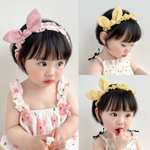 韩国儿童发箍宝宝蝴蝶结碎花兔耳朵发卡女童可爱小女孩头箍发饰品