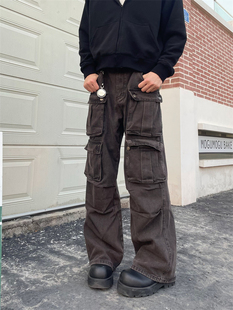 美式 子男款 TWORED 工装 裤 女做旧复古水洗重磅Cleanfit直筒阔腿裤
