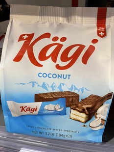 瑞士进口Kagi卡奇威化饼干104g 椰子味夹心饼干零食 包邮
