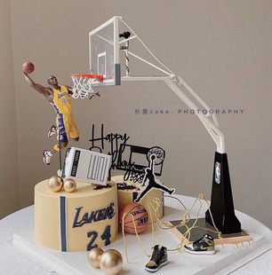 网红篮球架蛋糕装 NBA球星篮球摆件科比詹姆斯人偶蛋糕插件 饰摆件