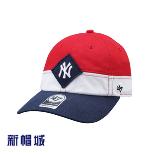 棒球帽 新帽城 Brand 拼接蓝白红 运动遮阳帽子 小NY