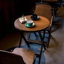 美式 折叠圆桌子实木方桌客厅阳台家用餐桌咖啡桌椅小户型茶几边几