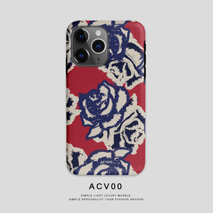 Acvoo复古个性 iPhone15Promax保护14适用于苹果13手机壳12防摔壳11不褪色X可水洗plus全包 玫瑰花卉潮流时尚