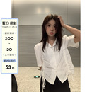 短款 馨帮帮sinbounboun韩系泡泡袖 女夏季 衬衣上衣抽绳短袖 白衬衫