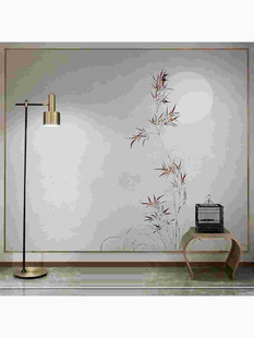 新中式 意境水墨竹子墙布现代客厅电视背景墙壁纸书房壁布卧室墙纸